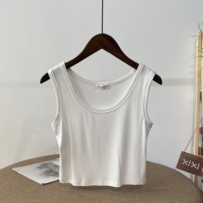 Γυναικείο κοντό τοπ απλό μοντέλο με φαρδιά λουράκια