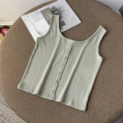 Jauna modeļa sieviešu topiņš ar platām lencēm un pogām