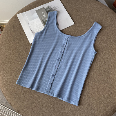 Jauna modeļa sieviešu topiņš ar platām lencēm un pogām