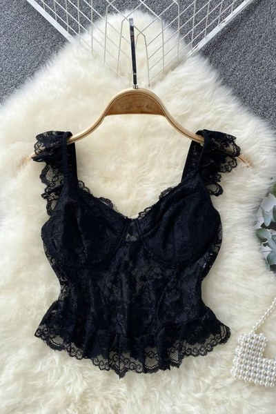 Maieu modern de damă cu decolteu spitz de culoare neagră