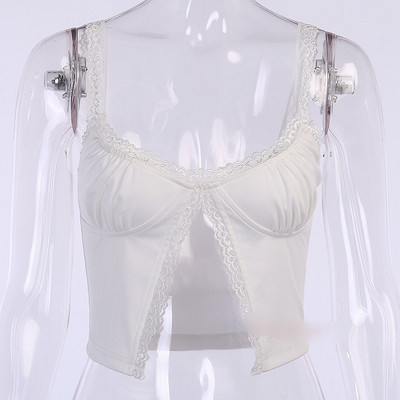 Moderna ženska kratka majica bez rukava s čipkom