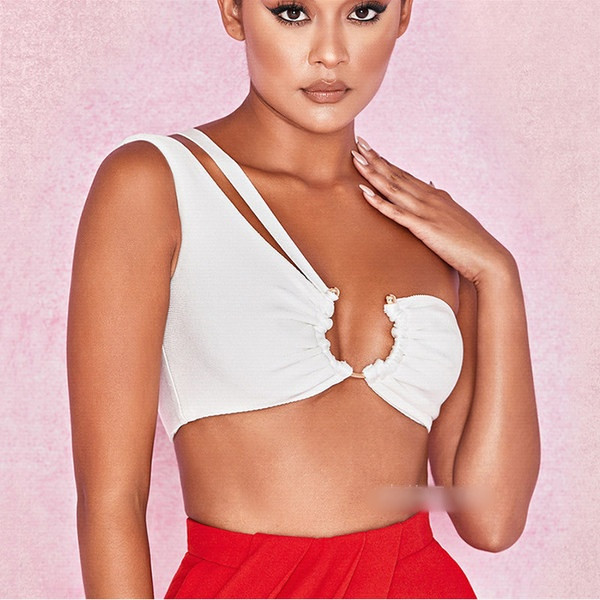 Bustiera scurta moderna de dama cu element metalic