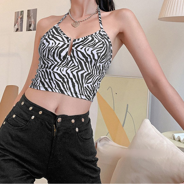 Maieu de damă elegant, cu bretele subțiri cu imprimeu animal