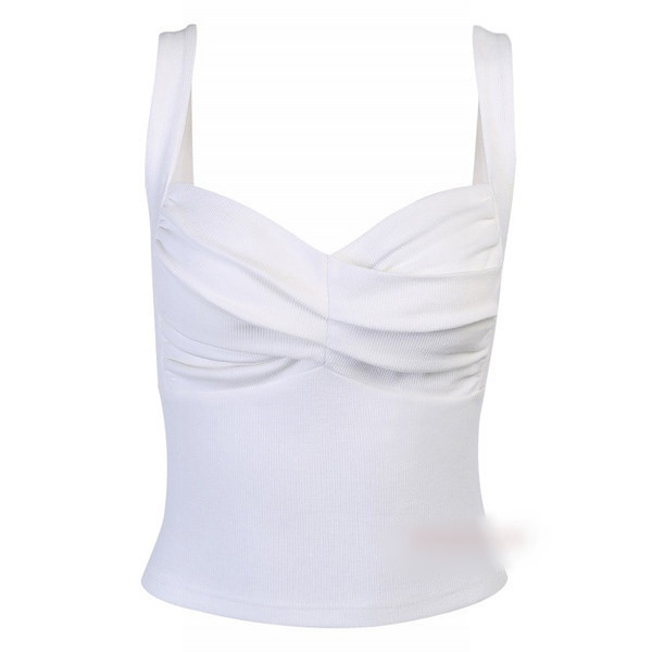 Mūsdienīgs sieviešu tops ar platām lencēm, vienkāršs modelis