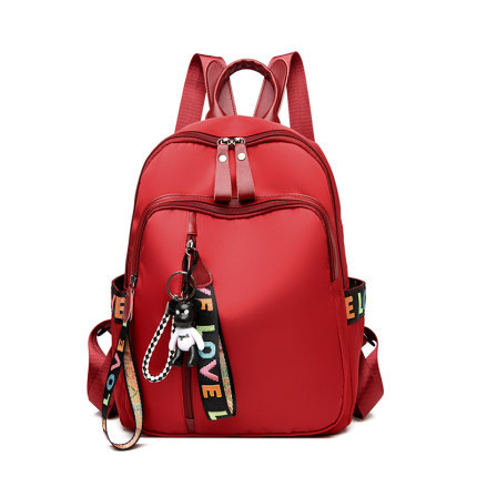 Rucsac pentru femei de zi cu zi cu buzunar frontal - negru și roșu