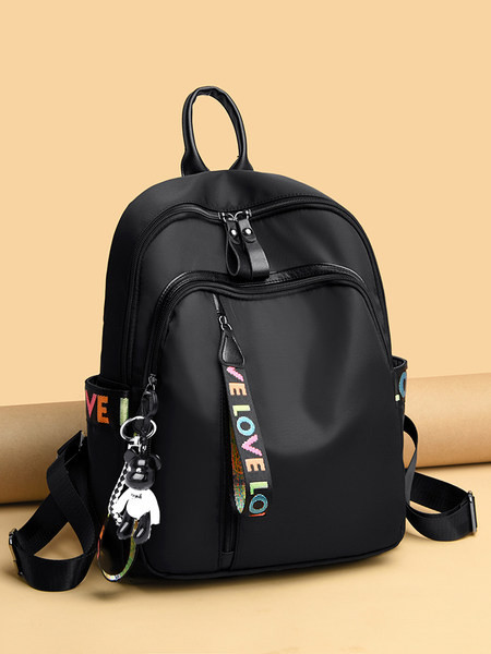 Rucsac pentru femei de zi cu zi cu buzunar frontal - negru și roșu