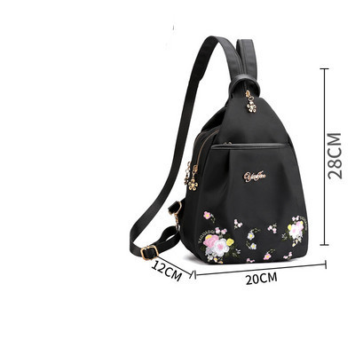 Sieviešu audekla mugursoma ar ziedu rakstu trīs krāsās