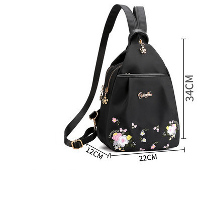 Sieviešu audekla mugursoma ar ziedu rakstu trīs krāsās