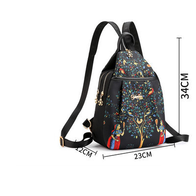 Sieviešu audekla mugursoma ar ziedu rakstu trīs krāsās