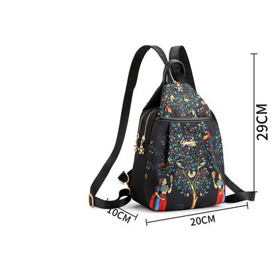 Sieviešu audekla mugursoma ar ziedu rakstu trīs krāsās