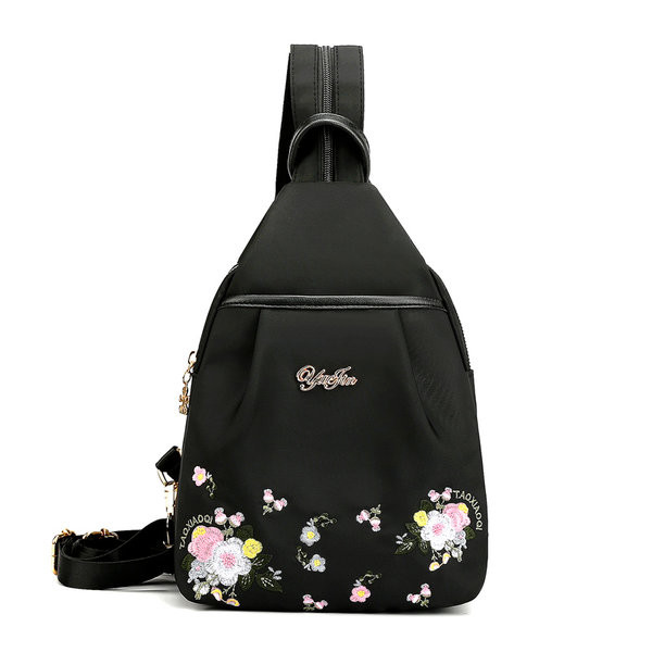 Sieviešu audekla mugursoma ar ziedu rakstu trīs krāsās