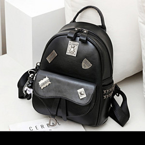 Sieviešu ikdienas mugursoma no eko ādas - ar priekšējo kabatu