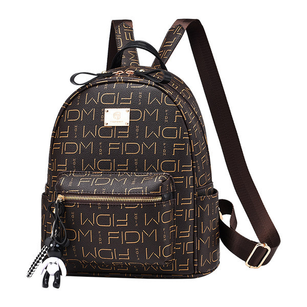 Sieviešu ikdienas mugursoma no eko ādas - ar priekšējo kabatu