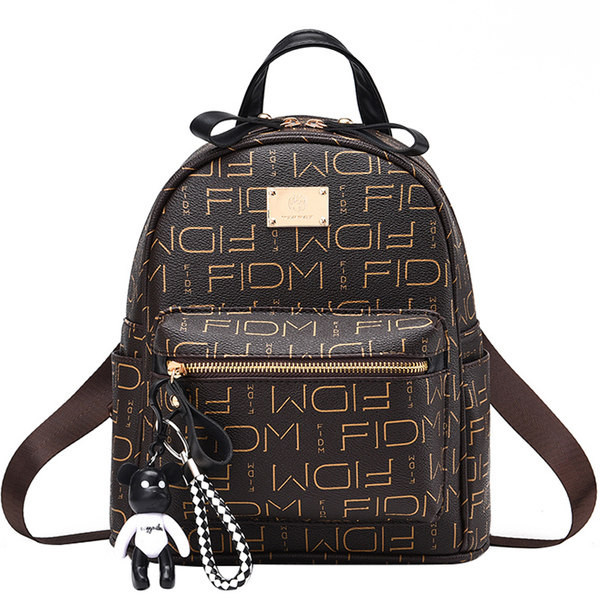 Sieviešu ikdienas mugursoma no eko ādas - ar priekšējo kabatu