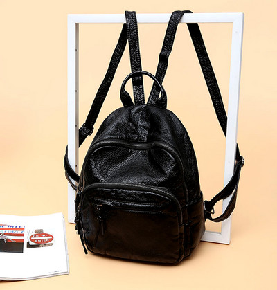 Sieviešu mākslīgās ādas mugursoma un priekškabata