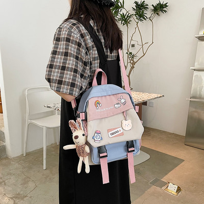 Unisex modeļa tekstila mugursoma ar platām lencēm