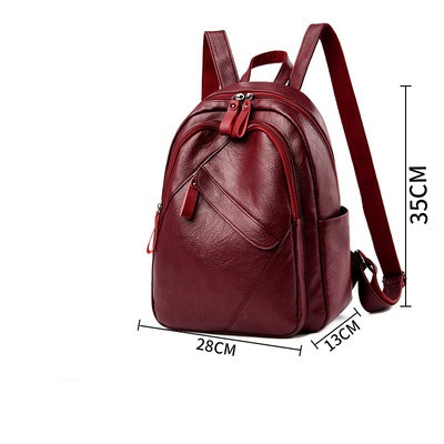 Moderna sieviešu mugursoma no eko ādas ar priekšējo kabatu un rāvējslēdzēju