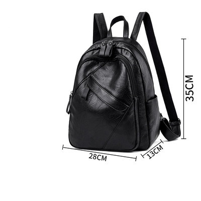 Moderna sieviešu mugursoma no eko ādas ar priekšējo kabatu un rāvējslēdzēju