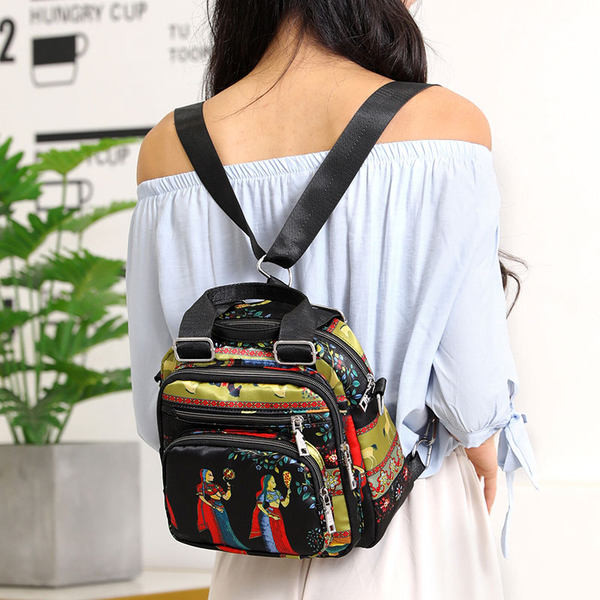 Ikdienas sieviešu mugursoma ar aplikāciju un kabatām