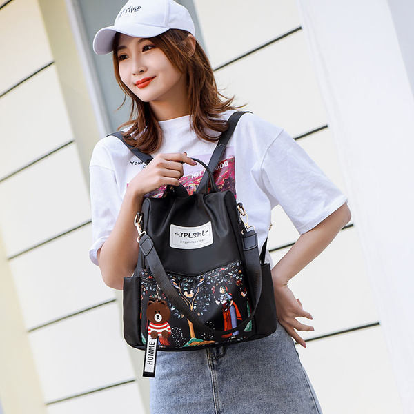 Rucsac de dama textil multifunctional cu manere pentru umeri