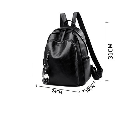 Sieviešu moderna eko-ādas mugursoma ar rāvējslēdzēju un kabatu divos izmēros