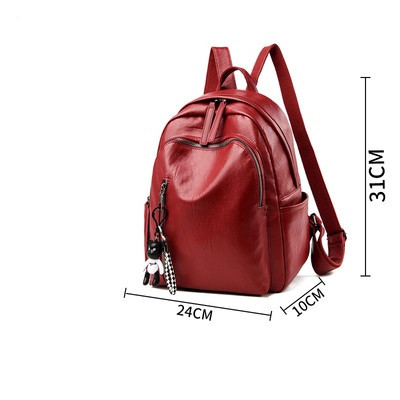 Sieviešu moderna eko-ādas mugursoma ar rāvējslēdzēju un kabatu divos izmēros