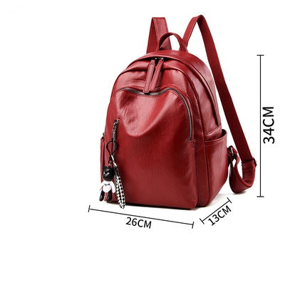 Sieviešu moderna eko-ādas mugursoma ar rāvējslēdzēju un kabatu divos izmēros