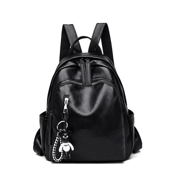 Sieviešu moderna eko-ādas mugursoma ar rāvējslēdzēju un kabatu divos izmēros