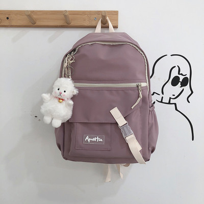 Sieviešu ikdienas mugursoma ar aksesuāru un priekšējo kabatu