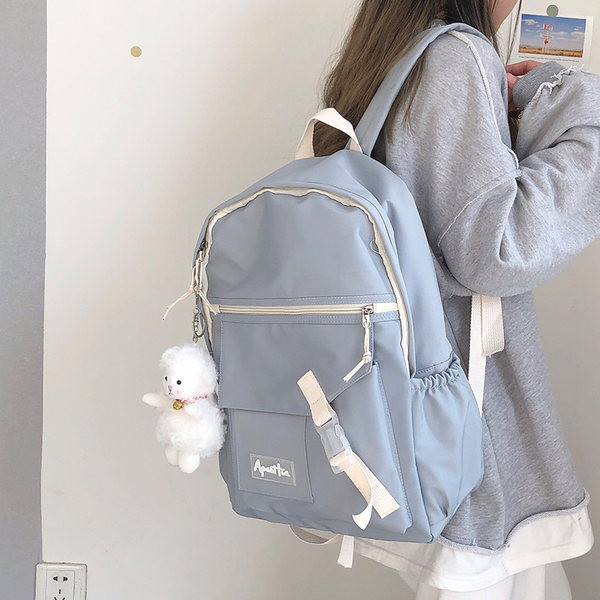 Sieviešu ikdienas mugursoma ar aksesuāru un priekšējo kabatu