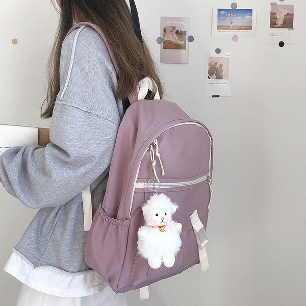 Sieviešu ikdienas mugursoma ar aksesuāru un priekšējo kabatu