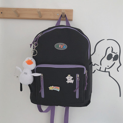 Rucsac de zi cu zi pentru femei cu buzunar frontal și accesoriu