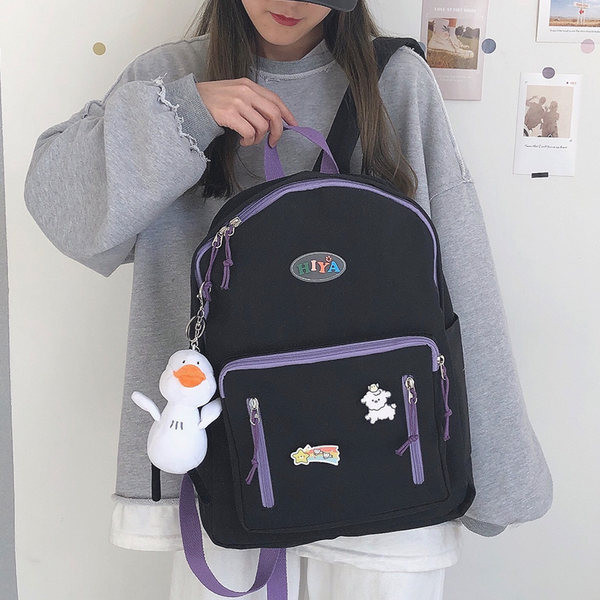 Rucsac de zi cu zi pentru femei cu buzunar frontal și accesoriu