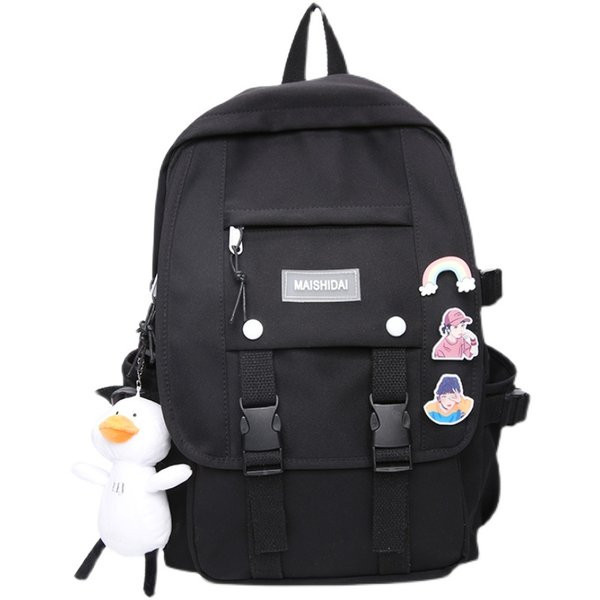 Sieviešu moderna mugursoma ar aksesuāru un uzrakstu