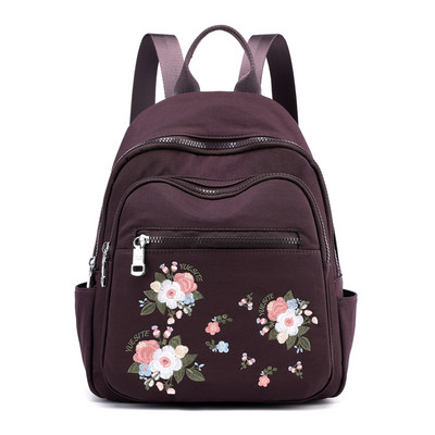 Γυναικείο καθημερινό σακίδιο με μπροστινή τσέπη και κέντημα