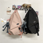 Sieviešu vienkrāsaina mugursoma ar aksesuāru un rāvējslēdzēju