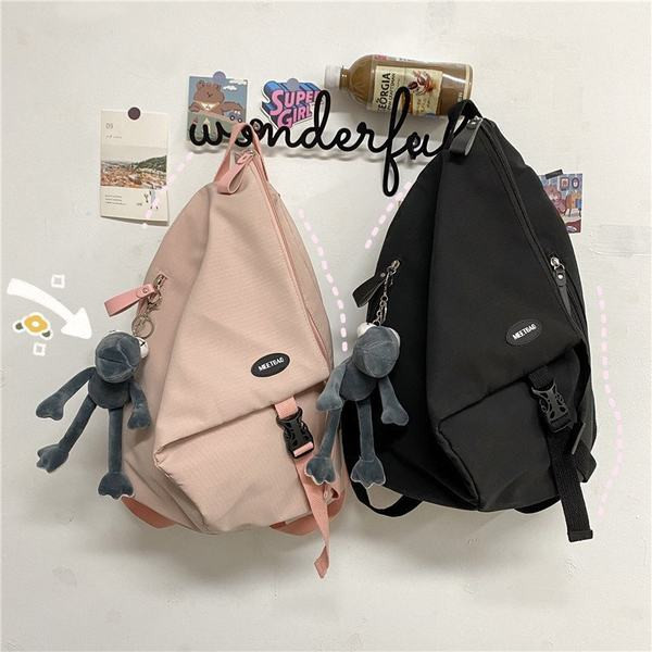 Sieviešu vienkrāsaina mugursoma ar aksesuāru un rāvējslēdzēju