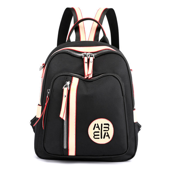 Rucsac de damă cu buzunar frontal și fermoar cu inscripție