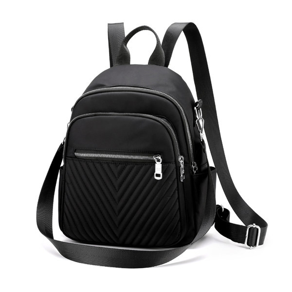 Sieviešu moderna mugursoma ar priekšējām kabatām un rāvējslēdzēju