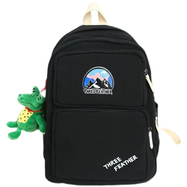 Vienkrāsaina mugursoma ar aksesuāru un priekšējo kabatu