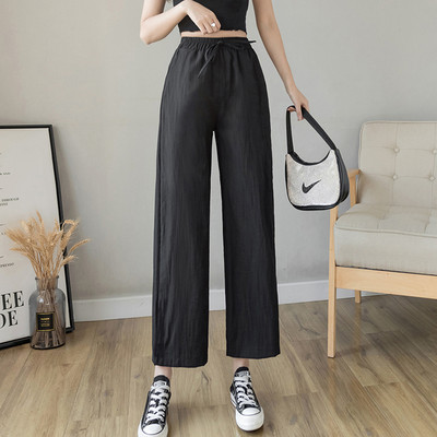 Jauna modeļa vasaras sieviešu platās bikses ar jostu