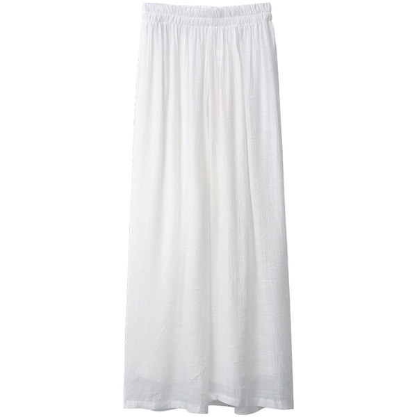 Pantaloni largi casual cu talie înaltă în alb