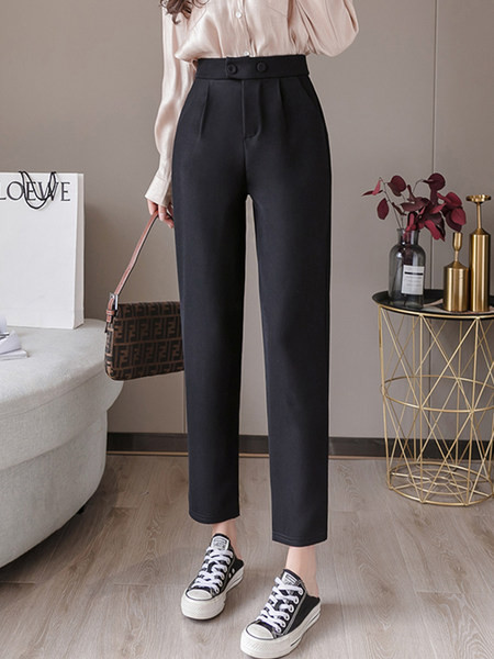 Jauns sieviešu bikšu modelis ar kabatām un augstu vidukli melnā krāsā