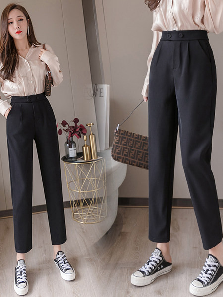 Jauns sieviešu bikšu modelis ar kabatām un augstu vidukli melnā krāsā