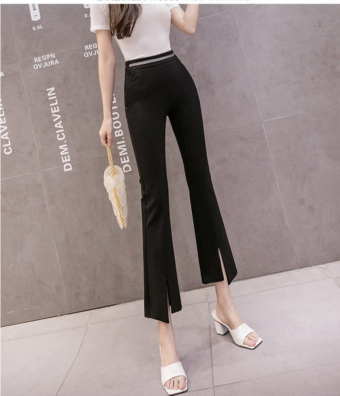 Κομψό γυναικείο παντελόνι με ψηλή μέση και σχισμή