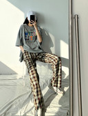 Pantaloni lungi in carouri casual de dama model drept