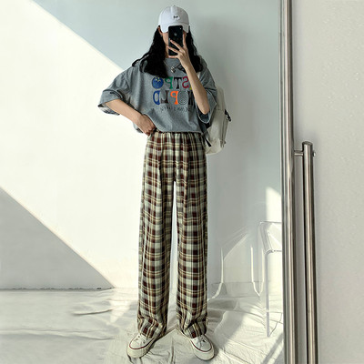 Pantaloni lungi in carouri casual de dama model drept