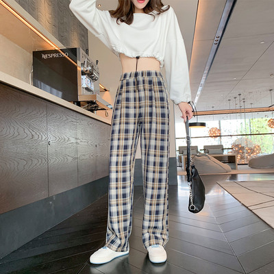 Pantaloni lungi in carouri casual de dama model drept