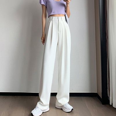 Sieviešu garās bikses ar augstu vidukli platu modeli