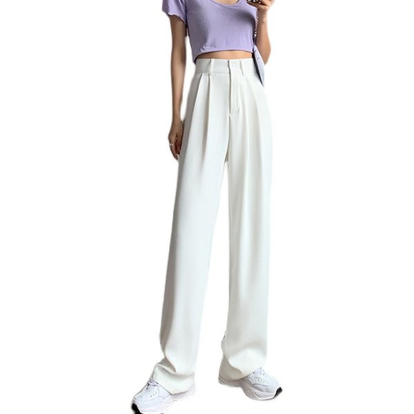 Sieviešu garās bikses ar augstu vidukli platu modeli